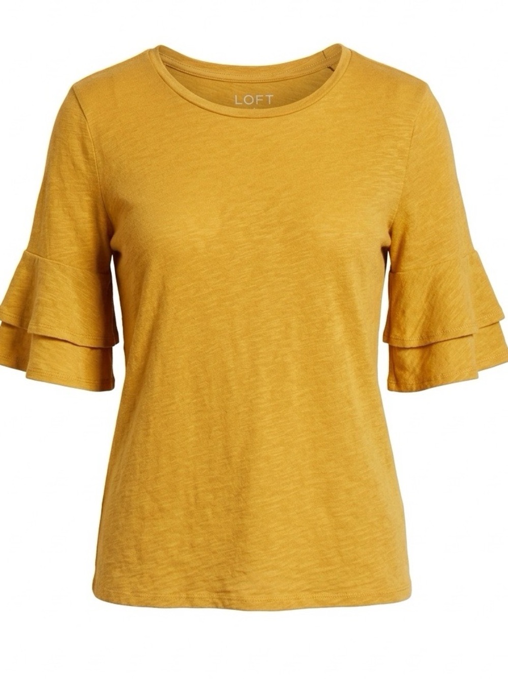 LOFT Mustard Ruffle Sleeve Short-Sleeve Tee